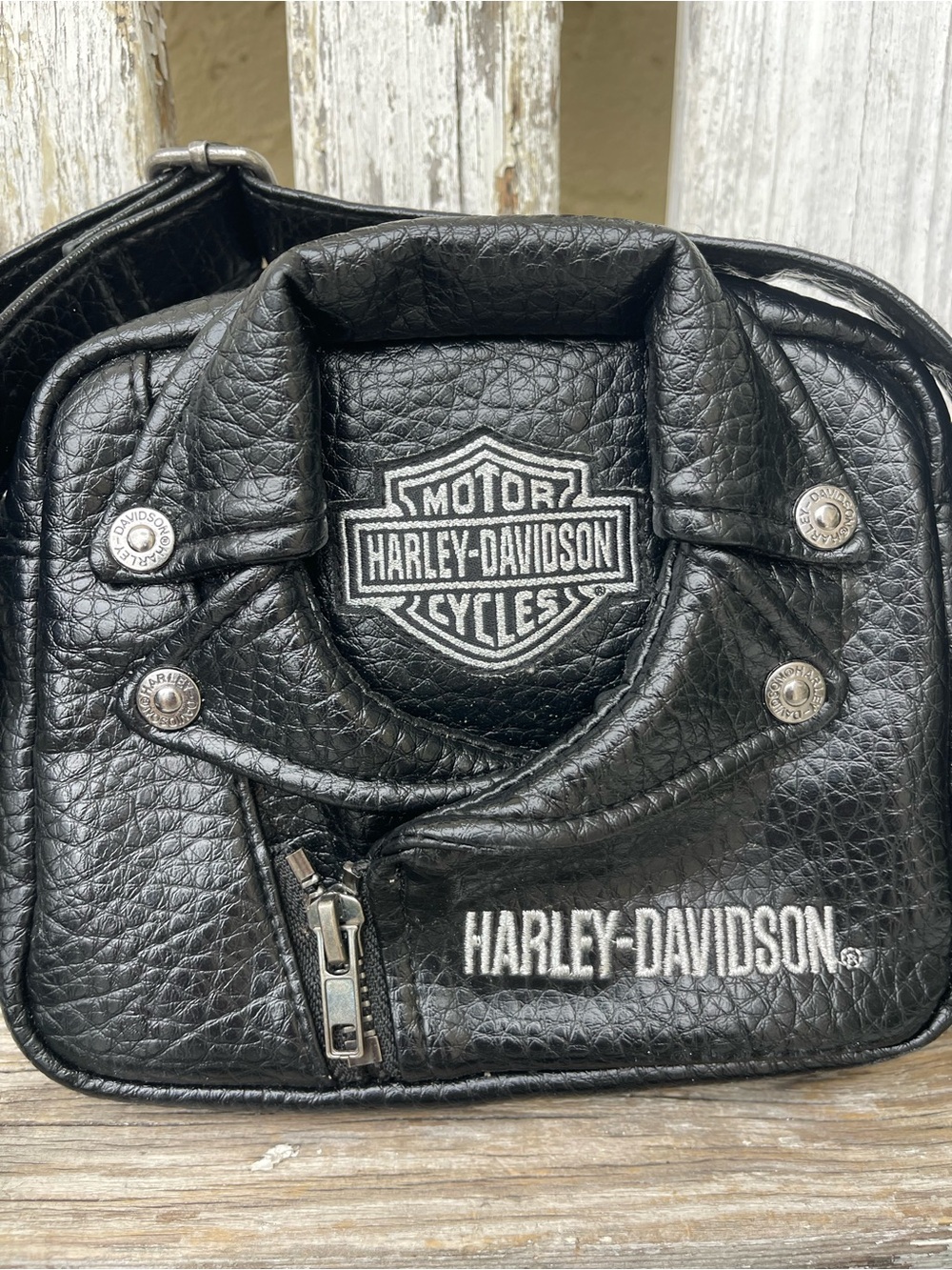 Harley-Davidson Biker Jacket Purse Faux Leather Shoulder Bag Y2K Bar & Shield - Picture 10 of 11